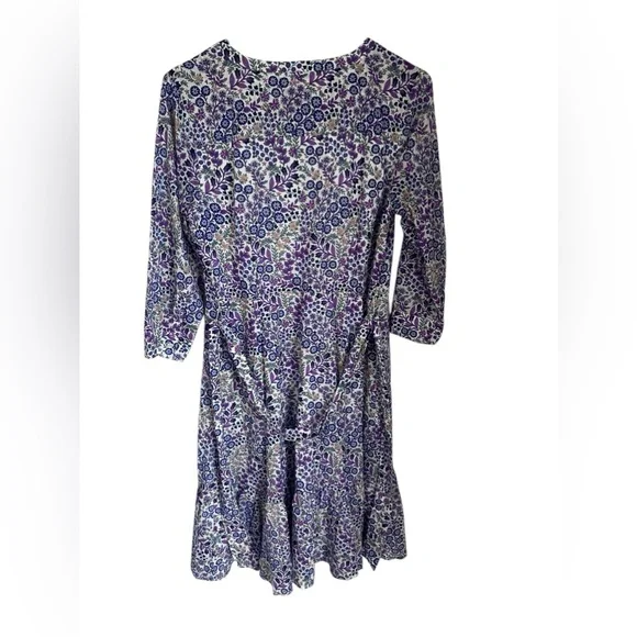 Talbots Floral Long Sleeve Dress - Purple and Green - Picture 6 of 8